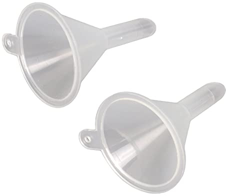 KIMISS Juego de Embudos Pequeños, 2 Mini Embudos Transparentes para Perfumes, Líquidos, Polvos, Adecuados para Aceites Esenciales y Más