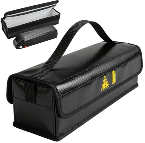 PORFOYO Caja ignífuga para baterías, 2 unidades, resistente al fuego, resistente al agua, a prueba de explosiones, bolsa para batería de bicicleta eléctrica