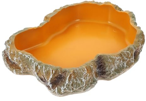 CVUTOVO Bassin D’Alimentation pour Reptiles M Bol D’Eau pour Tortue en Matériau Sûr Plat Nourriture Terrarium Lisse et Facile à Nettoyer Accessoires pour Reptiles et Amphibiens