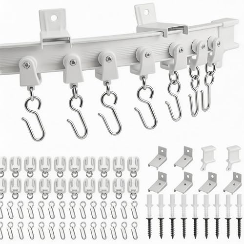 Zhiyu666 Flexible Curtain Track Ceiling Curtain Rail and Fittings Bendable Sliding Wall Track for Bay Window, Room Divider, Oval Shower, Bathroom, RV, Hospital Privacy System (3M/10FT)