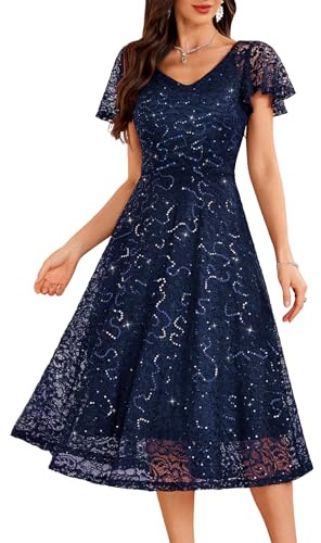 AOCZZ Robe de soirée à paillettes élégante pour mariage, robe de cocktail, robe d'été pour femme, robe pour fête, confirmation