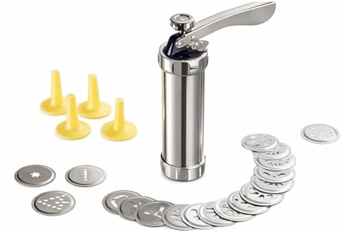PEBBLE HUG Biscuit Maker Cookie Press, Ergonomic Lever Handle, Rust-Resistant, Effortless One-Hand Operation, Easy to Assemble, Space-Saving, Long-Lasting Performance, Mess-Free Baking