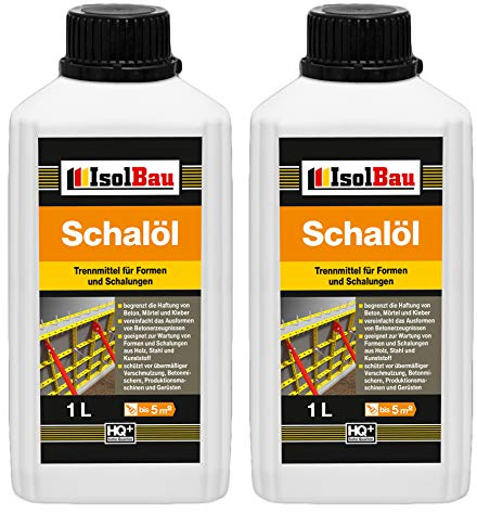 Isolbau Schalöl Professional - Lot de 2 x 1 litre d'agent de démoulage pour moules et coffrages - Démoulage du béton, limite l'adhérence du béton, du mortier et de la colle