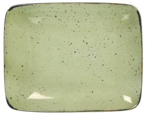 H&H Set 6 Piatti In Stoneware Mimosa Verde Rettangolare 29X23