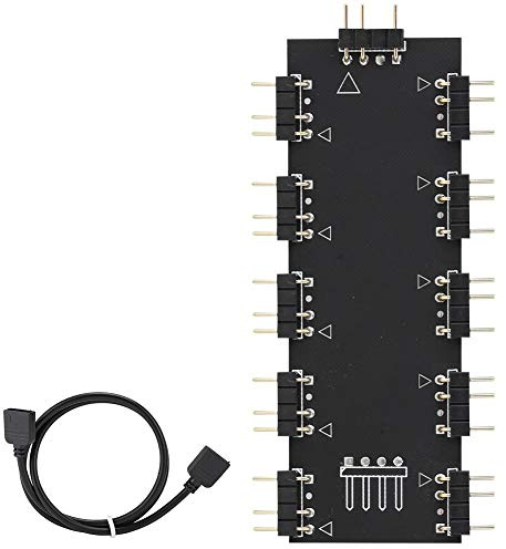 Tonysa 1 to 10 Port RGB Hub Controller AURA SVNc Horizontal Pin Design PC MOD Motherboard RGB Fan Extension Cable (5V 3-Pin)