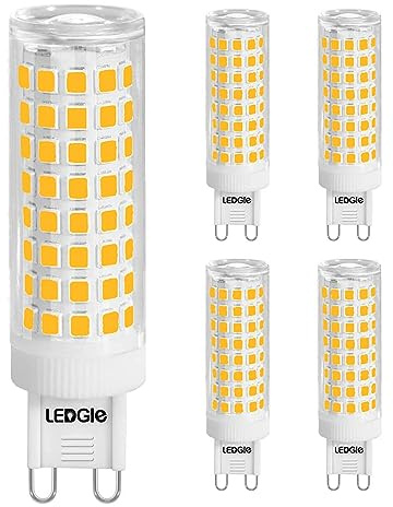 LEDGLE 5Pcs G9 LED Bulb 10W(100W Halogen Equivalent), 100LEDs 900LM 3000K Warm White Light for Ceramic G9 Bi Pin Base, Suit for Ceiling Chandeliers Light, No Flicker, Non-dimmable…