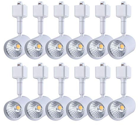 mirrea 12 Pack LED Track Lighting Heads Compatible with Single Circuit H Type Rail Ceiling Spotlight for Accent Task Wall Art Exhibition Lighting 6.5W White Painted (3000K Warm White)