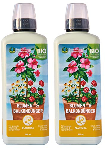 Plantura Bio Blumen- & Balkondünger, 2er Set, Bio Flüssigdünger für Blühpflanzen, 1,6 Liter