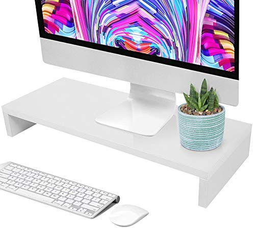 Monitorstnder Holz Bildschirmstnder Notebookstnder Schreibtischregal Ergonomischer Bildschirmerhhung Schreibtischaufsatz Bro Schlafzimmer Wohnzimmer, 50 x 20 x 8cm (Wei)