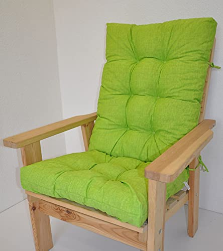 Rattani Polster für Gartenstuhl, Liegestuhl, Schaukelstuhl Sevila, Hochlehner Auflage, Gr. 125 x 55 cm, Colore Verde chiaro (hellgrün)