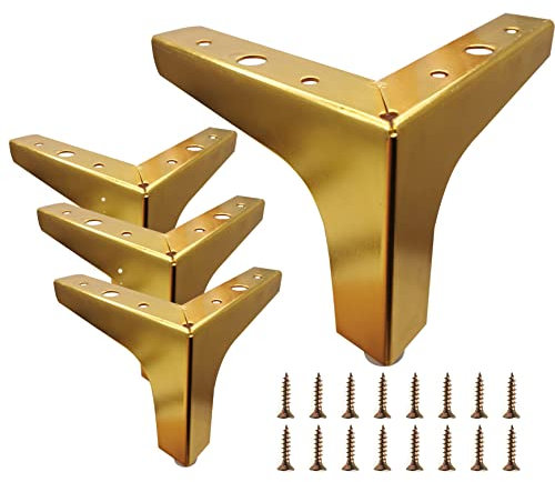 Mimhooy 4 Inch Furniture Legs Set of 4 Metal Furniture Legs Modern Triangle Feet Luxury Gold for Sofa Cabinet Cupboard Couch Chair Ottoman