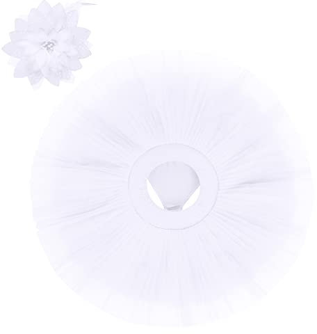IMEKIS Frauen M�dchen Ballett Tanz Tutu Pfannkuchenrock Ballerina Tanzauff�hrung Kost�m 7 Schichten T�llrock mit Unterhose Haarspangen 2er Tanzbekleidungsset Wei� Medium