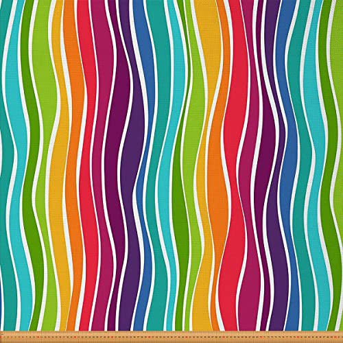 Regenbogenstoff Meterware Geometrische Streifen Polsterstoff für Stühle Aquarelllinien Dekostoff Bunte Pastelle Innen und Außenstoff Polster und Wohnakzente, 184 x 150 (HxB)