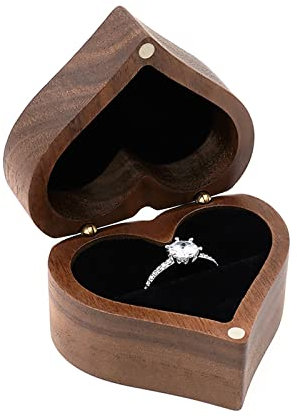 Custom Wooden Wedding Ring Box, Walnut Jewelry Ring Storage Box for Proposal, Anniversary