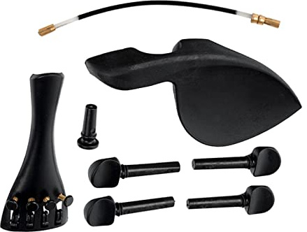 Streichinstrumente Teile Saitenhalter-Set Aus Kunststoff Für Violine, Bestehend Aus Saitenhalter + Kinnhalter + Endpin + Tail Darm + 4 Stimmwirbeln, Passend Für 4/4 3/4 1/2 1/4 1/8 Violine