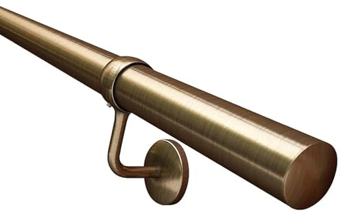 EAI Antique Brass Handrail Kit for Stairs, 3600mm, 3 Rails and 4 Brackets