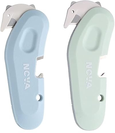 2 Pack 3-in-1 Magnet Nova Pop-Open Cutter Mini Box Cutter with Safety Conceald Blade, Keychain Box Opener