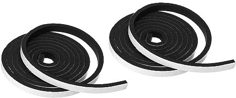 PATIKIL Foam Weather Stripping for Doors, 2 Rolls 3/8 W x 3/16 T Foam Seal Tape Adhesive Insulation Strip for Door Window Air Conditioning, Black(13 Ft Total Length in 2 Rolls)