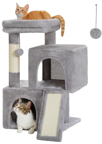 PAWZ Road 30 Cat Tower, Small Cat Tree with 2 Condos for Indoor Cats