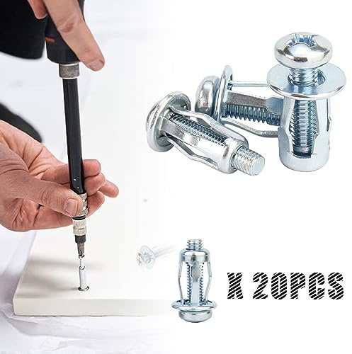 Georcep Expansion Screw Petal Nut, Petal Shape Metal Nut, Jack Nuts Petal Nuts, Jack Nuts with Screws for Hollow Wall Iron Plastic Thin Metal Thin Soft Wall (M4*20,20PCS)