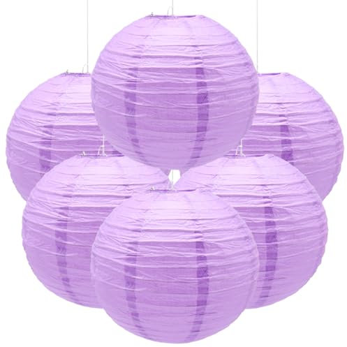 Ruidee 6 Pezzi Lanterne di Carta 30cm Lanterna di Carta Rotonde da Appendere in Carta Lanterne Lanterna di Carta per Decorare Luci e Decorazioni per Matrimoni Compleanni Diametro (ZDL/Purple)