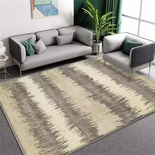 DJHWWD Bettvorleger rutschfest Teppichboden Grau Flauschige Streifen Retro-Muster Teppich Schlafzimmer Mehrere Größen Tepich 180X280Cm Bettumrandung Teppich 5Ft 10.9''X9Ft 2.2''