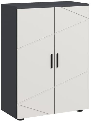 kleankin Mobile Bagno a 2 Ante in Legno, Armadietto Bagno con 3 Ripiani e Chiusura Soft Close, 60x30x82cm, Grigio