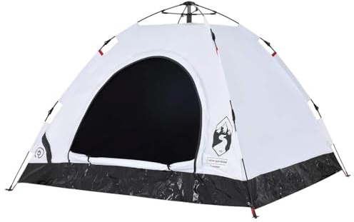 vidaXL Campingzelt 3 Personen, Kuppelzelt mit Quick-Release-System, Wurfzelt mit Netzwände E-Anschluss, Zelt, Weiß Verdunkelungsstoff 190T Polyester