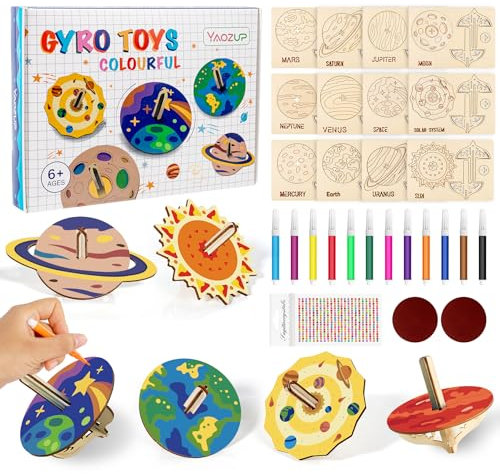 YAOZUP Kreisel, 27 Stück Bastelset aus Holz, Gadget zum Geburtstag, Kit für kreative Aktivitäten, kreativer Kreisel aus Holz für Kinder ab 5 Jahren