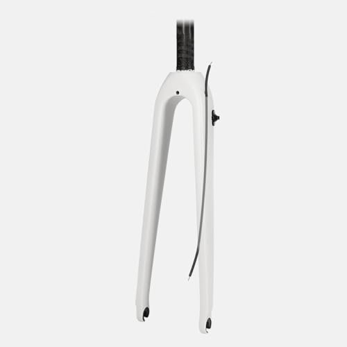 BSFHQS Gravel Rennräder Starre Gabeln 700C 1-1/8'' Gerade/1-1/2'' Konische Fahrradgabel Vollcarbon Scheibenbremsen Vorderradgabeln 9 * 100mm Schnellspanner Fahrrad Hartgabel(White,Straight)