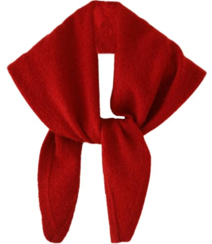 JOLILUNA Y2k Cashmere Knit Triangle Scarf for Women Downtown Girl Aesthetic Accessories Head Scarf Trendy Triangle Shawl (red)