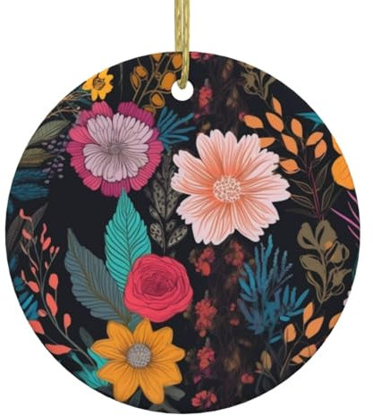 Bunte Boho-Weihnachtsschmuck 2024, Keramik-Weihnachtsbaum-Hängeornamente, rund, Feiertagsschmuck für Weihnachten, Weihnachtsdekoration, Andenken, Geschenke, neues Zuhause