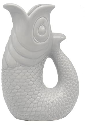 The Leonardo Collection Fish Jug/Vase Grey 26cm for Kitchen & Home | Ceramic Or Glass Jug for Multiple Use | Beautiful Cream Or Milk Jug Vase for Daily Use | Can Be Used As Water Jug Too
