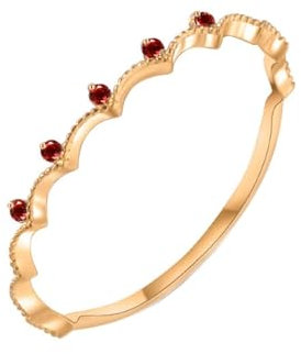 Wycian Ring Damen Modeschmuck, Damen Ring 14 Karat Gold Rubin Gold Größe 47 (15.0) Kronenförmig mit Natürlichem Rubin Gravur für Wife Geburtstag