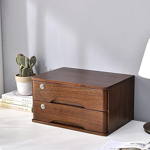 Aktenschrank aus Massivholz mit Schloss, Holz-Aufbewahrungsbox für Schreibtisch-Schublade, Schrank für Aktenordner und Aufbewahrung