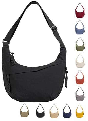 GUSXPPD Damen Halbmond Crossbody Schultertasche, Nylon Crossbody Bag, Hobo Halfmoon Bag, Crossbody Bag Umhängetasche, Halbmond Dumpling Umhängetasche mit verstellbarer Schultergurt