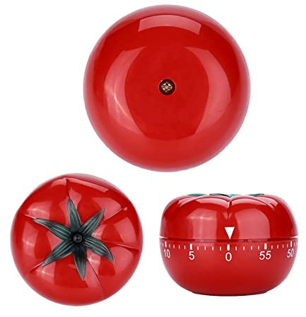 Naroote Temporizador de Pomodoro, Temporizador de Cocina Mecánica Lindo Tomate Mecánico Manual de de Cocina de 60 Minutos para, Hogar, Escuela, Enfermería (Pequeño 6.3 * 4.5cm)