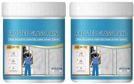 Lueear Milchglasfarbe, Schutz der Privatsphäre, auf Wasserbasis, mattierte Farbe für Glas, Türen und, für Badezimmer, Schlafzimmer, Küche, Büro, 500 g (2 Stück)