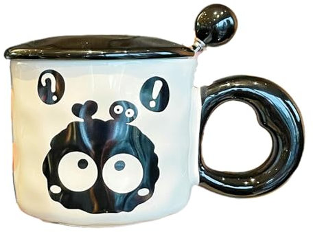 HUMOCHUSON Tasse Amusante Tasse À Lait Pour Petit-Déjeuner En Briquettes De Céramique De 350 Ml Avec Couvercle Et Cuillère - Question