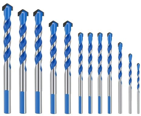 atnayo 12 Pcs Masonry Drill Bits Set, Multifunctional Concrete Drill Bit for Brick Walls Cement Ceramic Marble Tile (3/4/5/6/6/6/6/8/8/10/10/12mm)