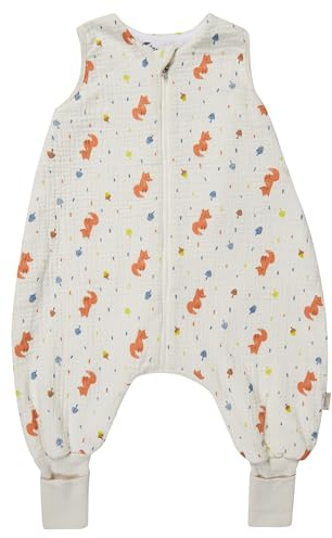 Sterntaler Schlafsack mit Beinen 80/86 Fuchs Filou - Musselin, Feinfrottee-Futter - Beinstulpen - Zwei-Wege-Reißverschluss für einfaches Wickeln - 1,00 TOG - Unisex Baby Kleinkind, lichtgrau