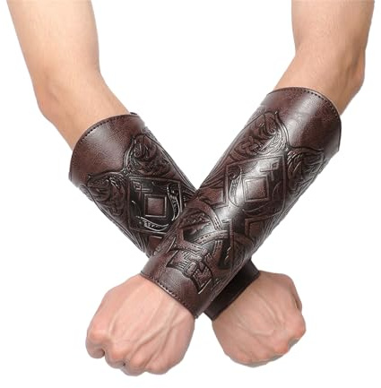 Generisch Mittelalter Armschützer Wikinger Kunstleder Armschienen Spießrutenlauf Armschützer Söldner Renaissance Ritter Armstulpen Rüstung für Damen und Herren
