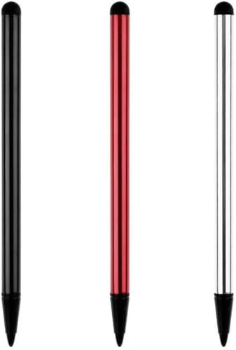 Universal-Touchscreen-Stift für Handy, Tablet, universeller Eingabestift mit feiner Spitze für Handy, Tablet und andere Touchscreens, Schwarz, Silber und Rot, 3 Stück