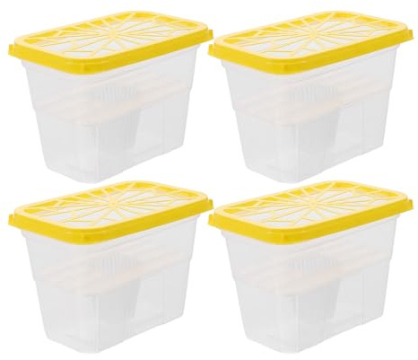 DIYEAH Assorbi Umidità Cassetti Riutilizzabile Contenitore Vuoto in Plastico Giallo, Grande Capacità, 4 Pezzi per Armadio e Uso Indoor Portatile