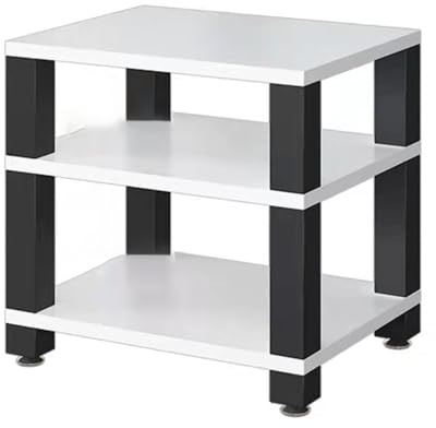 Generiskt stereo-rack med tung last för ljudkomponenter, rörligt AV-mediastativ, skivspelarstativ, underhållningstorn, ljusvitt (60 x 48 x 58 cm)