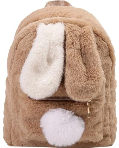 Dinntty Mochilas De Peluche De Conejo para Mujeres Y Niñas, Minibolso De Hombro Esponjoso De Invierno, Mochila De Conejo Peluda, Mochila Escolar, Mochilas De Viaje