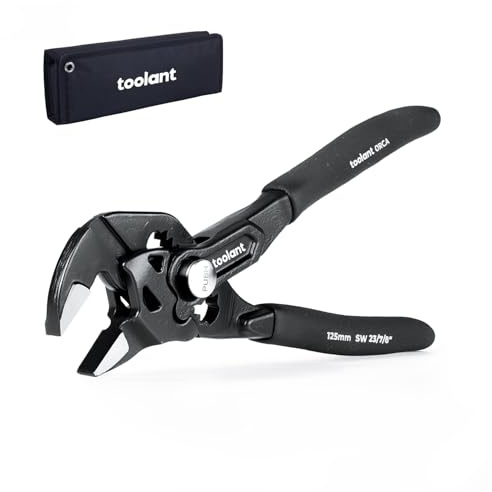 toolant 5-Inch Adjustable Pocket Pliers, Phosphate Zinc CR-V Steel with Smooth Parallel Jaws and Pouch – Compact Portable Wrench for Plumbing, Nuts, Automobile Repairs and
