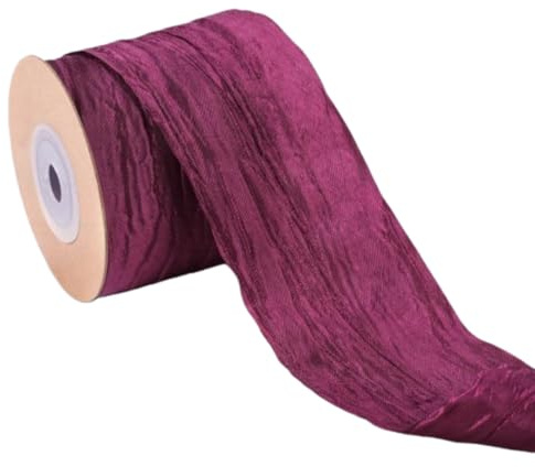 suxuMhao 10 Yards 2inch Wired Crinkled Satin Ribbon, Silk-Like for Gift Wrapping, Crafts, Wreaths, Bouquets & Bows, Grape Purple