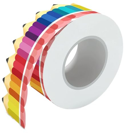 Borde de tablón de anuncios, bordes de papel decorativos, lápices de colores de 65 pies, borde enrollado, para el regreso a clases, decoración de pared de alta visibilidad para aula y escuela en casa