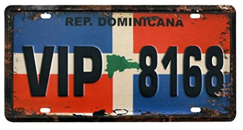 Eureya Rep.Dominicana VIP 8168 - Placa de matrícula para coche, hogar, cafetería, bar, pub, restaurante, exposición, decoración de pared, póster vintage de 15 x 30 cm